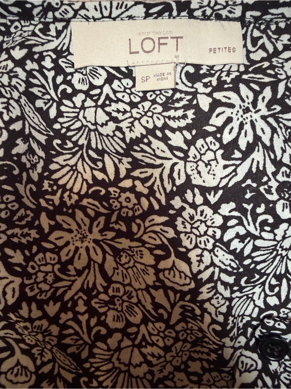 LOFT Black and White Floral Button-Up Blouse